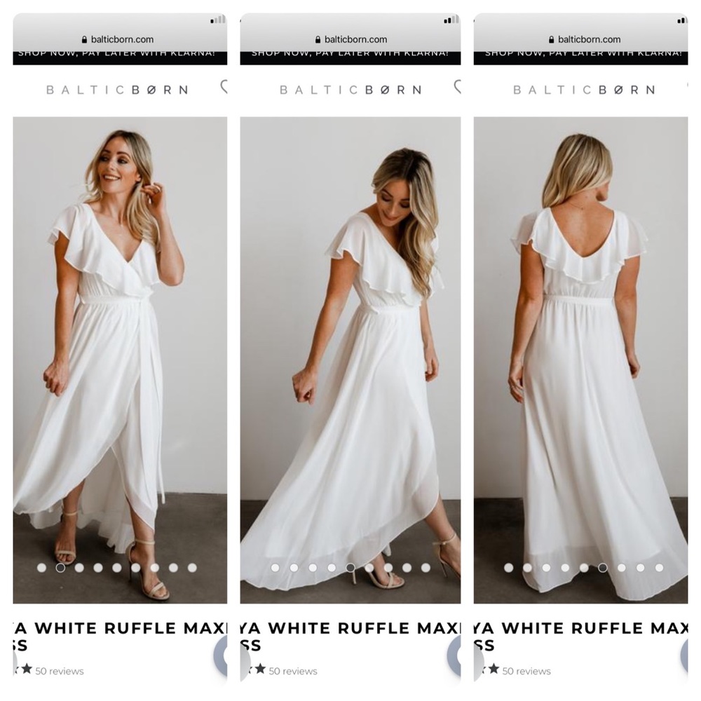 NWT! Baltic Born Katya White Ruffle Maxi Gown